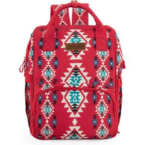 Montana West Wrangler Diaper Bag Backpack Aztec Travel Backpack Purses Western Multi-Function Baby Bags for Mom with Waterproof Insulated Pockets(*Burgundy)