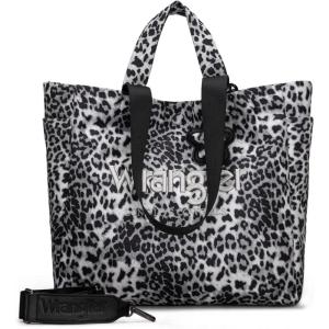Montana West Wrangler Large Tote Bag for Women Designer Leopard Print Purse for Travel Work Gym(Black)