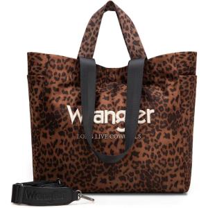 Montana West Wrangler Large Tote Bag for Women Designer Leopard Print Purse for Travel Work Gym(Brown)