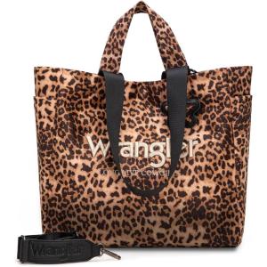 Montana West Wrangler Large Tote Bag for Women Designer Leopard Print Purse for Travel Work Gym(Leopard)