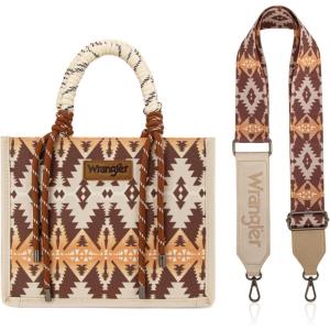 Montana West Wrangler Tote Bag Western Satchel Bags for Women with Braided Rope Handles(Wide Strap-khaki)