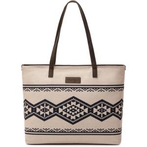Montana West Wrangler Tote Bag for Women Canvas Shoulder Handbag Aztec Purse(Bright Nomad Tan)