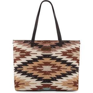 Montana West Wrangler Tote Bag for Women Canvas Shoulder Handbag Aztec Purse(Multiple Coffee)