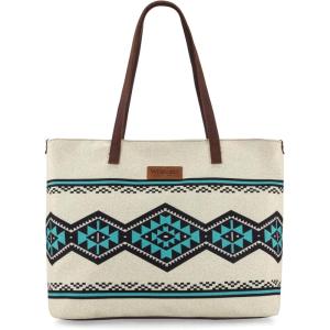 Montana West Wrangler Tote Bag for Women Canvas Shoulder Handbag Aztec Purse(Neon Beige)