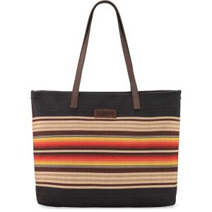 Montana West Wrangler Tote Bag for Women Canvas Shoulder Handbag Aztec Purse(Rubine Coffee)