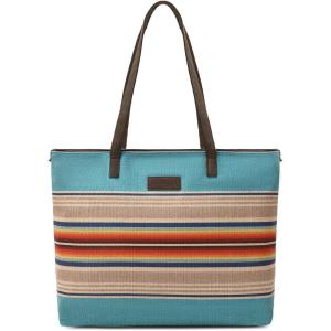 Montana West Wrangler Tote Bag for Women Canvas Shoulder Handbag Aztec Purse(Turquoise Forest)
