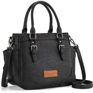Montana West Wrangler Tote Bags for Women Medium Crossbody Purses Designer Top Handle Handbags(Black)