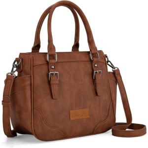 Montana West Wrangler Tote Bags for Women Medium Crossbody Purses Designer Top Handle Handbags(Brown)