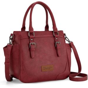 Montana West Wrangler Tote Bags for Women Medium Crossbody Purses Designer Top Handle Handbags(Burgundy)