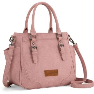 Montana West Wrangler Tote Bags for Women Medium Crossbody Purses Designer Top Handle Handbags(Pink)