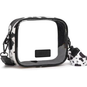 Montana West X Wrangler Clear Bag for Stadium Events Crossbody Purse for Concerts, Sports(Black-cow Print)