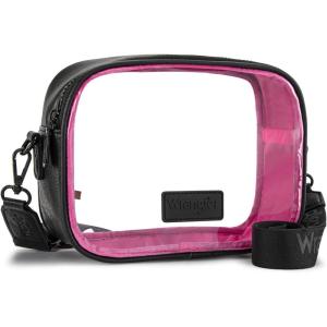 Montana West X Wrangler Clear Bag for Stadium Events Crossbody Purse for Concerts, Sports(Black-hotpink)
