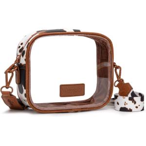 Montana West X Wrangler Clear Bag for Stadium Events Crossbody Purse for Concerts, Sports(Brown-cow Print)