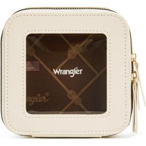 Montana West X Wrangler Clear Makeup Bag Travel Cosmetic Bag Portable Make Up Toiletry Organizer for Women Black(Small Beige)