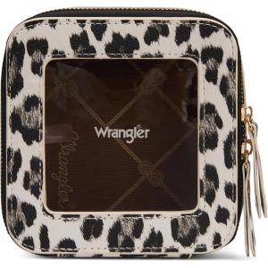 Montana West X Wrangler Clear Makeup Bag Travel Cosmetic Bag Portable Make Up Toiletry Organizer for Women Black(Small Leopard-Black)