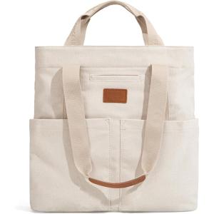 Montana West x Lee Canvas Tote Bag for Women with 2 Front Pockets Top-Handle Handbag & Shoulder Bag(Lee Canvas-beige)