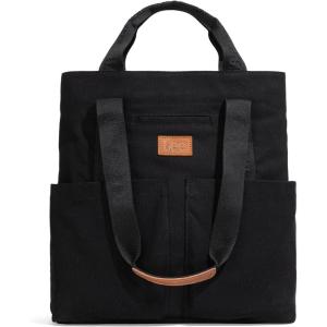 Montana West x Lee Canvas Tote Bag for Women with 2 Front Pockets Top-Handle Handbag & Shoulder Bag(Lee Canvas-black)