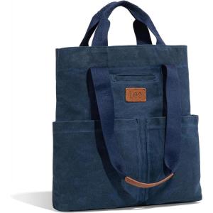 Montana West x Lee Canvas Tote Bag for Women with 2 Front Pockets Top-Handle Handbag & Shoulder Bag(Waxed Canvas-blue)