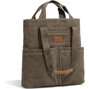 Montana West x Lee Canvas Tote Bag for Women with 2 Front Pockets Top-Handle Handbag & Shoulder Bag(Waxed Canvas-green)