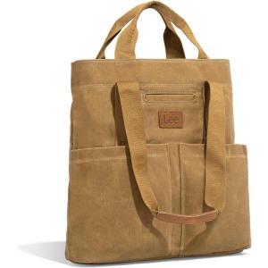 Montana West x Lee Canvas Tote Bag for Women with 2 Front Pockets Top-Handle Handbag & Shoulder Bag(Waxed Canvas-khaki)