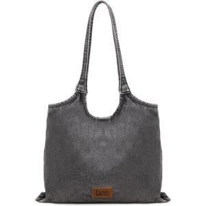Montana West x Lee Denim Tote Bag for Women Casual Hobo Shoulder Bag & Handbags for Work, Travel, Shopping(Lee-black)