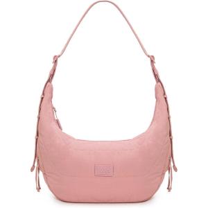 Montana West x Lee Puffer Shoulder Bag for Women Large Quilted Crossbody Lightweight Hobo Purses with Adjustable Strap(Pink)