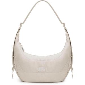 Montana West x Lee Puffer Shoulder Bag for Women Large Quilted Crossbody Lightweight Hobo Purses with Adjustable Strap(Tan)