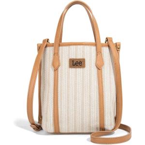 Montana West x Lee Small Tote Bag for Women Work, Stripe Crossbody Bag Top-handle Handbags(Style 2-khaki)