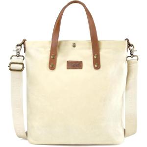 Montana West x Lee Tote Bag for Women Waxed Canvas Top Handle Handbags with Leather Handle and Strap(Large-beige)