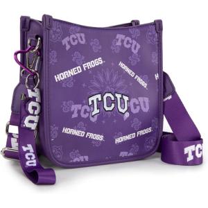 NCAA Officially Licensed Crossbody Bag for Women Game Day Purse Adjustable Strap & Charm Shoulder Handbags with Zipper(Tcu-purple)