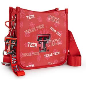 NCAA Officially Licensed Crossbody Bag for Women Game Day Purse Adjustable Strap & Charm Shoulder Handbags with Zipper(Ttu-red)