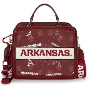 NCAA Officially Licensed Top-Handle Leather Tote, Game Day Handbag Purse for Women, Convertible Crossbody Bag with Strap(Afu-burgundy)