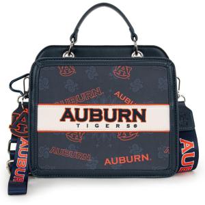 NCAA Officially Licensed Top-Handle Leather Tote, Game Day Handbag Purse for Women, Convertible Crossbody Bag with Strap(Au-navy)