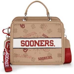 NCAA Officially Licensed Top-Handle Leather Tote, Game Day Handbag Purse for Women, Convertible Crossbody Bag with Strap(Ou-tan)