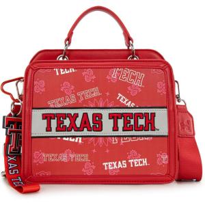 NCAA Officially Licensed Top-Handle Leather Tote, Game Day Handbag Purse for Women, Convertible Crossbody Bag with Strap(Ttu-red)