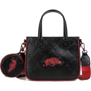 NCAA Team Officially Licensed Women’s Mini Tote Bag with Removable Coin Purse – NCAA Collegiate Gameday Crossbody Bag(Afu-black)