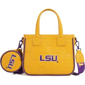 NCAA Team Officially Licensed Women’s Mini Tote Bag with Removable Coin Purse – NCAA Collegiate Gameday Crossbody Bag(Lsu-yellow)