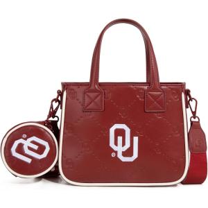 NCAA Team Officially Licensed Women’s Mini Tote Bag with Removable Coin Purse – NCAA Collegiate Gameday Crossbody Bag(Ou-burgundy)