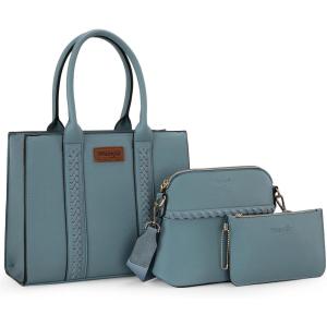 Wrangler 3Pcs Purses for Women Tote Bag Crossbody Handbag Sets with Strap(Jane)