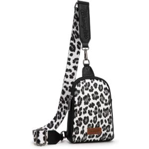 Wrangler Cow Print Crossbody Bags for Women Western Sling Bag with Adjustable Starp Cross Body Purse(Dark-grey)