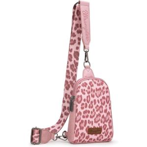 Wrangler Cow Print Crossbody Bags for Women Western Sling Bag with Adjustable Starp Cross Body Purse(Deep-pink)
