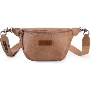 Wrangler Crossbody Bags for Women Large Fanny Packs Bum Bag Travel Belt Bags Sling Purse Brown(A-Khaki)