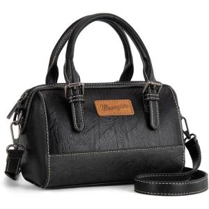 Wrangler Crossbody Bags for Women Mini Satchel Handbags with Strap(Embossed-black)