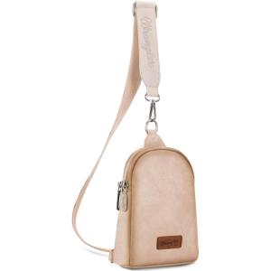 Wrangler Crossbody Sling Bag for Women Fanny Packs Chest Bags for Travel(Classic-beige Distressed)