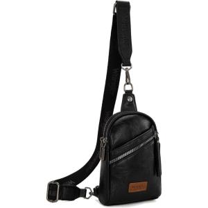 Wrangler Crossbody Sling Bag for Women Fanny Packs Chest Bags for Travel(Urban-black)