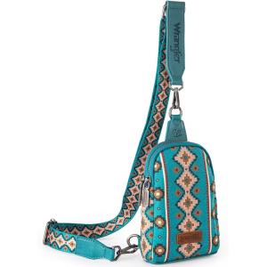 Wrangler Crossbody Sling Bag for Women Fanny Packs Chest Bags for Travel(Vintage-drak Turquoise)