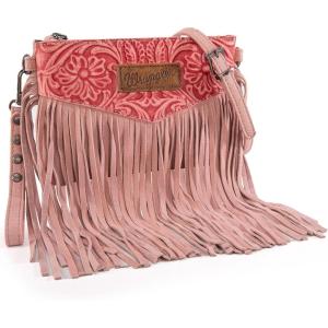 Wrangler Crossbody Small Purse for Women Wristlet Fringe Bag Western Purse(Angel Peach)
