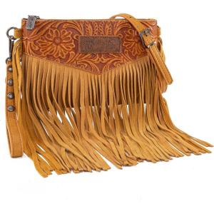 Wrangler Crossbody Small Purse for Women Wristlet Fringe Bag Western Purse(Angel Yellow)