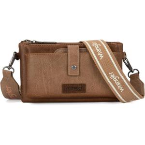 Wrangler Crossbody Wallet Purses Multi-function Card Holder Small Purse with Double Zipper(Bright Khaki)