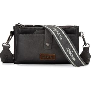 Wrangler Crossbody Wallet Purses Multi-function Card Holder Small Purse with Double Zipper(Gray)
